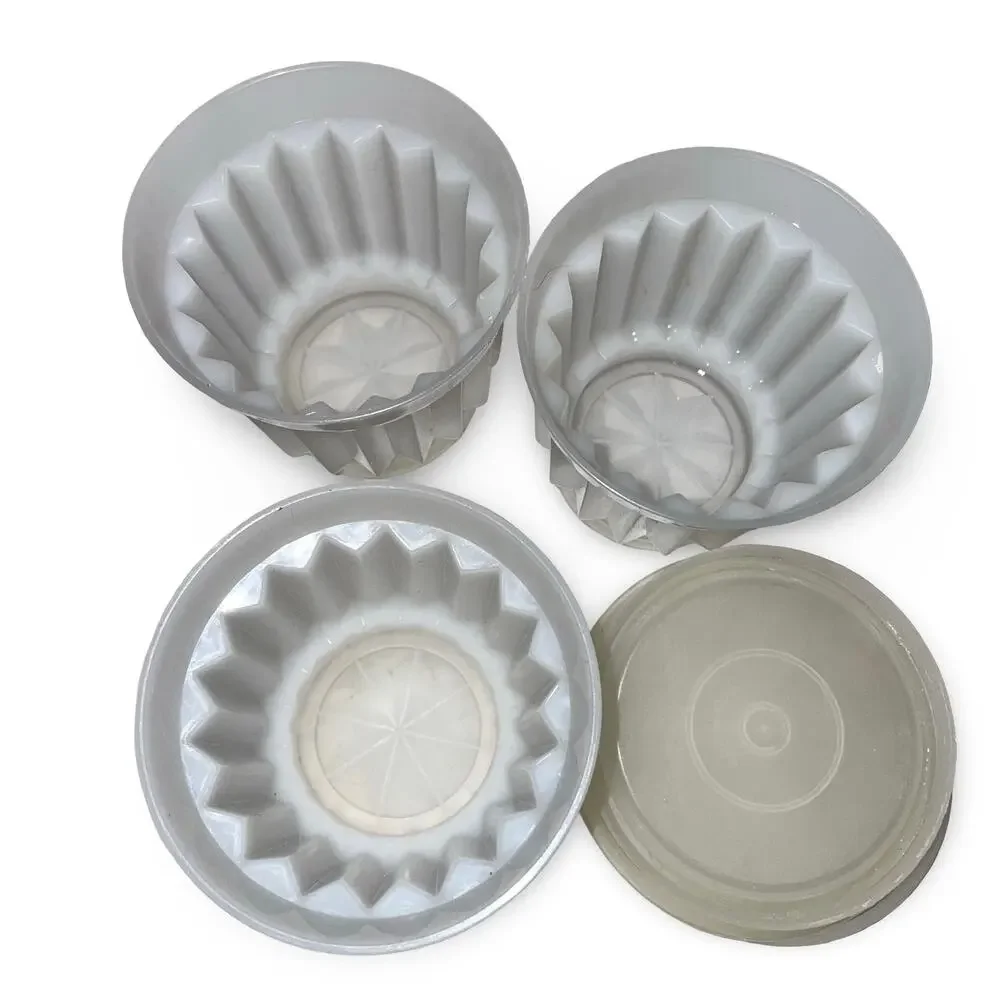Tupperware Jel-ette Mini Molds Set 3 White 297 Individual Jello Desert Cups VTG
